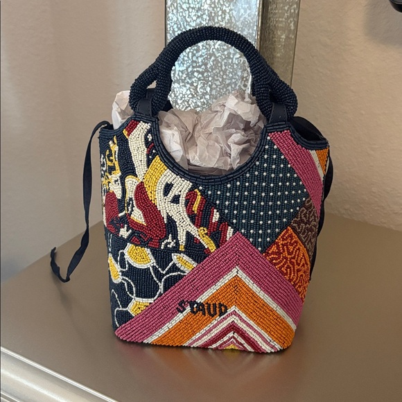 NWT STAUD Cote Multicolor Beaded Tote - Picture 1 of 7